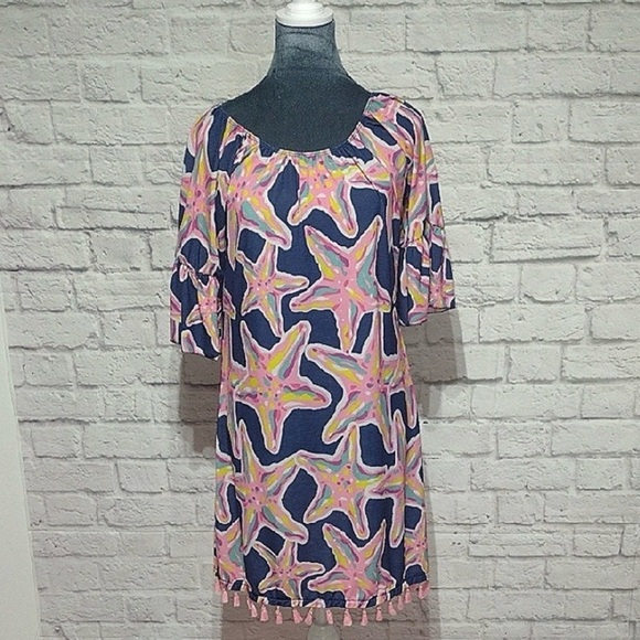 Simply Southern Dresses & Skirts - Simply Southern Navy Blue Dress with Pink Starfish Print